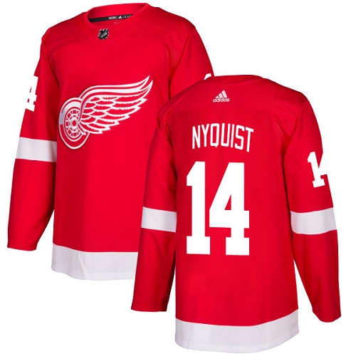 Adidas Red Wings #14 Gustav Nyquist Red Home Authentic Stitched NHL Jersey
